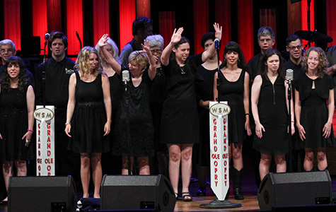 Photo of the 2016 music campers performing at the Grand Ole Opry