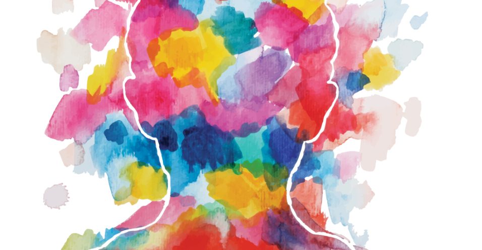 Vibrant watercolor of the back of a child's head